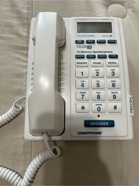 Vintage ConairPhone White Speakerphone Desk Phone with 10-Memory Caller ID
